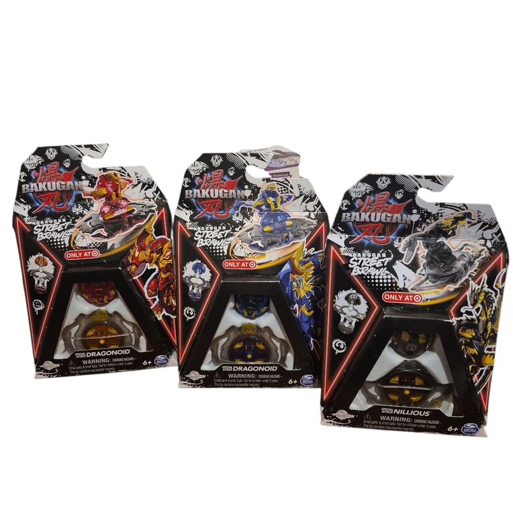 Bakugan Lot Of 3 Street Brawl Special Attack Dragonoid Action Figures